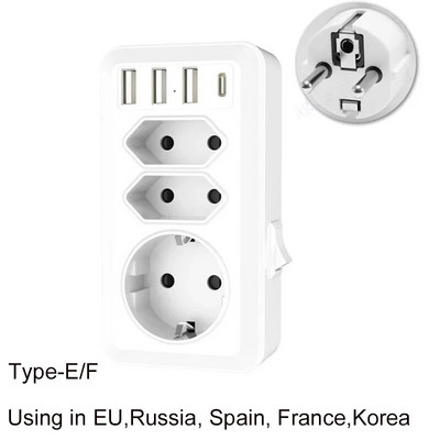 ES kištuko kelių maitinimo adapterio lizdas Europos standartas 1–1/2/3 krypčių kelių kištukų euro konverterio adapterio elektros lizdai