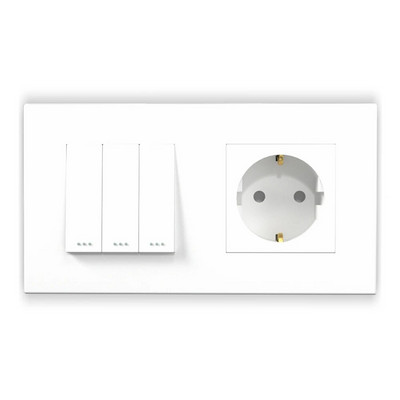 Bingoelec mechanikus kapcsolók műanyag panel 16A fali konnektor, AC 110V-250V 86mm*86mm, 1/2/3 Gang egyirányú nyomógombos kapcsoló