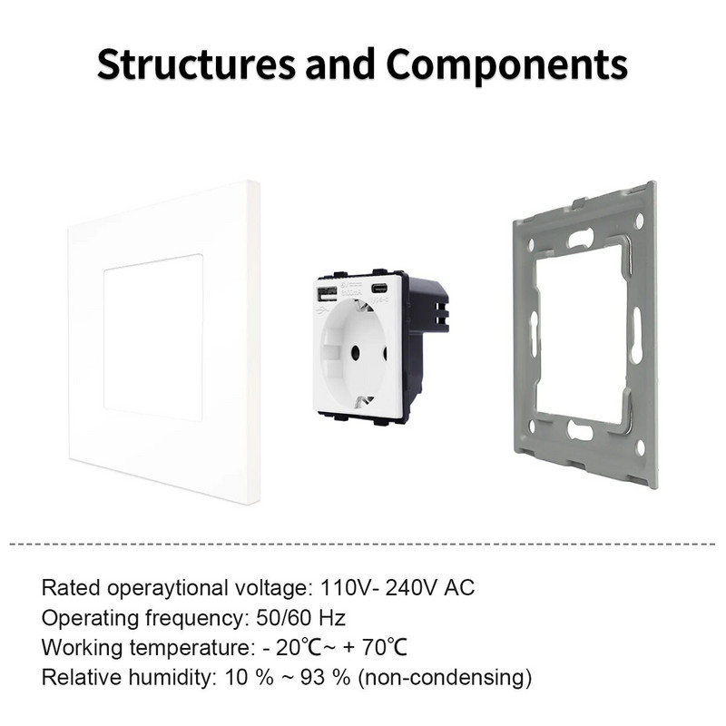 Bingoelec mechanikus kapcsolók műanyag panel 16A fali konnektor, AC 110V-250V 86mm*86mm, 1/2/3 Gang egyirányú nyomógombos kapcsoló