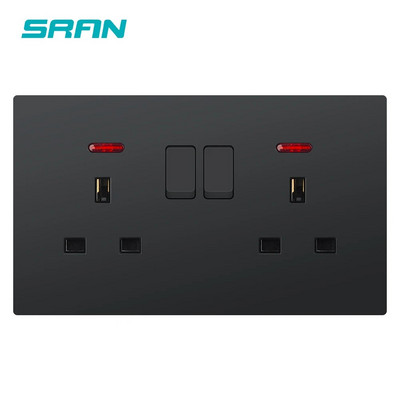 SRAN zidna utičnica s USB C UK standardom 13A 250V, 86*146mm PC ploča, univerzalna električna utičnica Kontrola prekidača