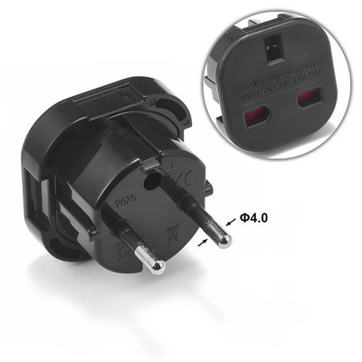 Adapterska utičnica za EU utičnicu Britansko Ujedinjeno Kraljevstvo u EU Euro Putni adapter Pretvarač električne utičnice Utičnica UK AC kabel za napajanje Utičnica za punjač