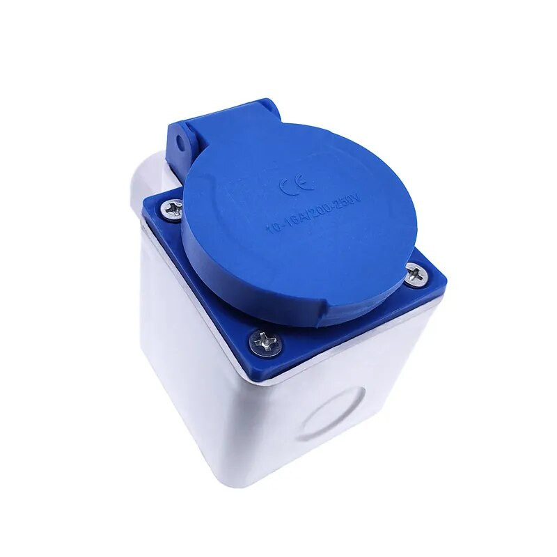 Višenamjenska vanjska vodootporna utičnica industrijska kutija EU utičnica bakreno kontaktno tijelo s vodootpornim poklopcem i konektorom kutije