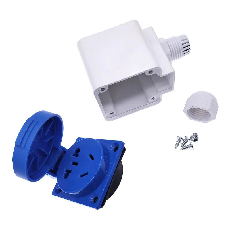 Višenamjenska vanjska vodootporna utičnica industrijska kutija EU utičnica bakreno kontaktno tijelo s vodootpornim poklopcem i konektorom kutije