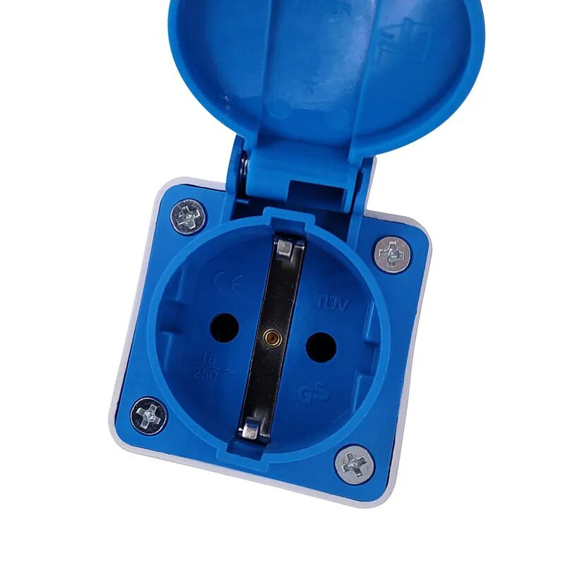 Višenamjenska vanjska vodootporna utičnica industrijska kutija EU utičnica bakreno kontaktno tijelo s vodootpornim poklopcem i konektorom kutije