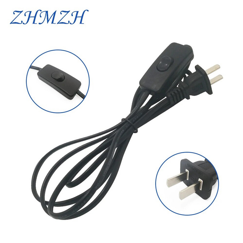 Kabel za napajanje izmjeničnom strujom 1,8 m Prekidač za uključivanje-isključivanje Utikač Žica Dvopinski EU utikač Produžni kabeli Adapter američkog tipa Crno-bijela linija Za LED svjetiljku