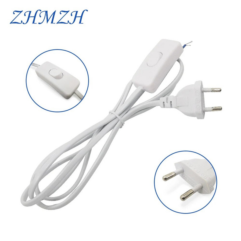 Kabel za napajanje izmjeničnom strujom 1,8 m Prekidač za uključivanje-isključivanje Utikač Žica Dvopinski EU utikač Produžni kabeli Adapter američkog tipa Crno-bijela linija Za LED svjetiljku