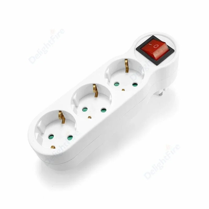 Euro EU produžna utičnica s prekidačem za uključivanje/isključivanje 4,8 mm 2 pina, europsko standardno uzemljenje Schuko utičnica Produžni pretvarač utikača