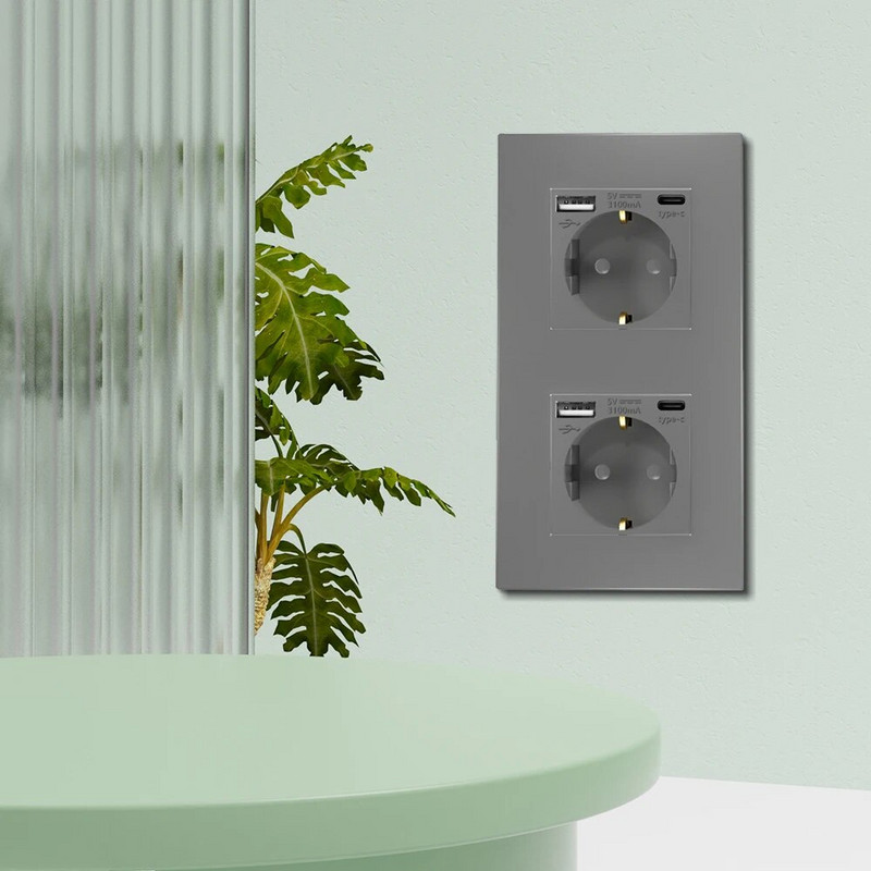 Kompiuterio rėmas Lizdų rėmeliai RJ45 CAT6 Televizorius, palydovinis C tipo Dvigubi USB lizdai Sieninis mygtukas Jungiklis Funkcija Dalys Nemokamas derinys