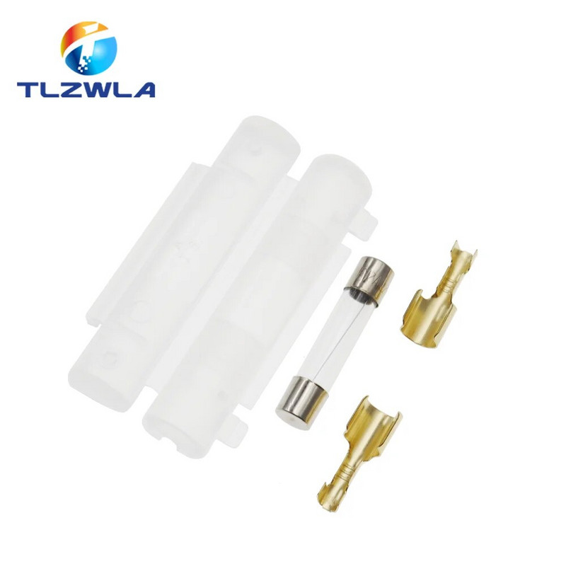 5Komplekt 6X30MM klaasist kaitsmehoidik koos 250V 0.25A 0.5A 1A 1.5A 2A 3A 3.15A 4-30A 6*30MM kaitsmepesa Klappkorpus Must/valge klapitüüp