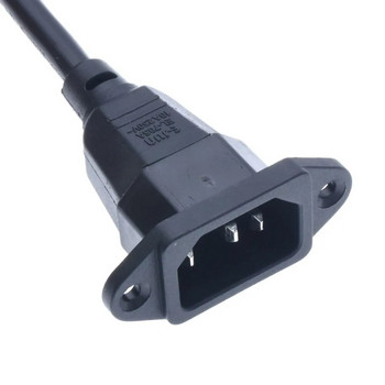 IEC320 C14 до C13 Удължителен кабел, C14 с отвори за винтове и C13 правоъгълен къс, 60 cm дължина, H05VV-F 3G 0,75 MM