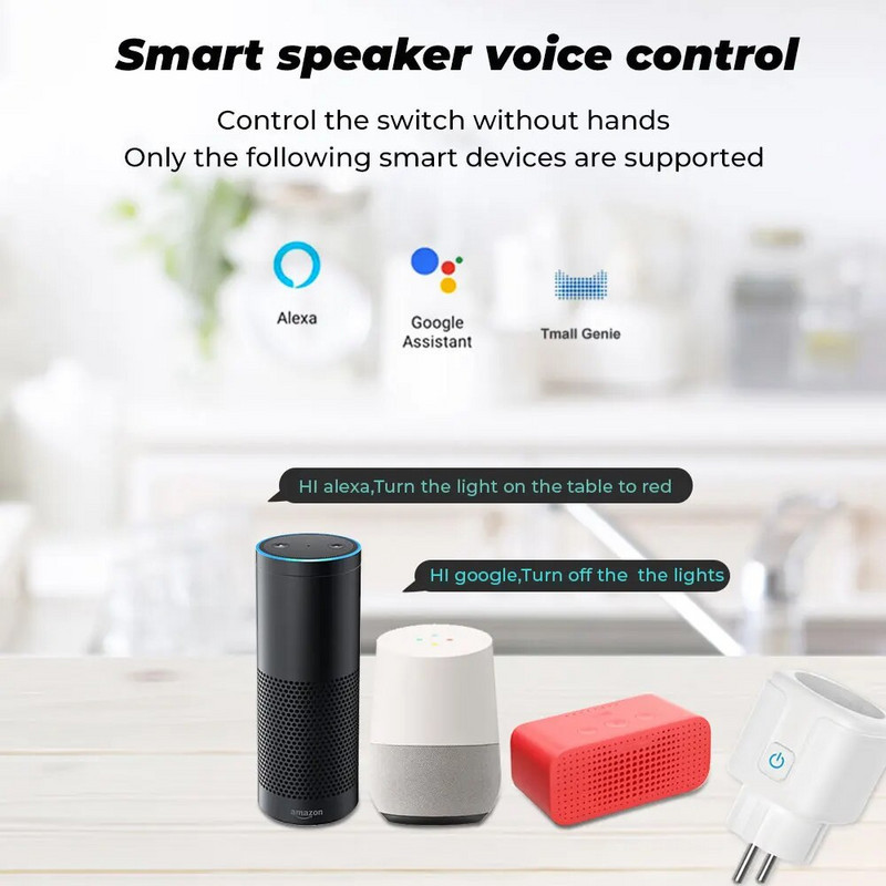 SZaoju Tuya Smart Plug Power Monitor WiFi aljzat A Smartlife alkalmazás együttműködik az Alexa Google Home Alice Smart Things Smart House szolgáltatással