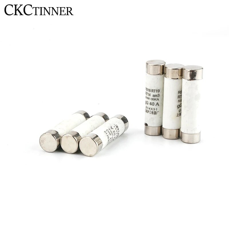 5vnt 14*51mm(RO16) 22*58mm(RO17) Greitai pučiantis keraminis saugiklis 500V RO16-32 40 50 63A RO17-40 50 63 80 100 125A RT18 Pagrindas