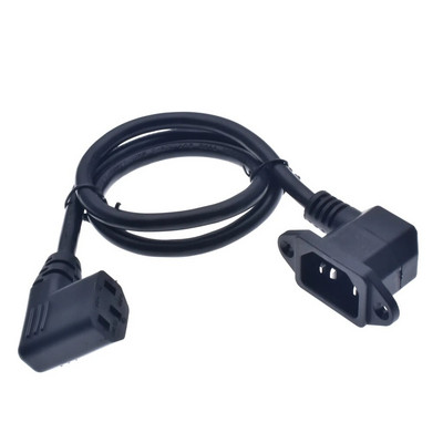 IEC320 C14 do C13 produžni kabel, pravokutni C14 s rupama za vijke i C13 desni/lijevi kutni kratki, 60 cm duljine, SVT 18AWG