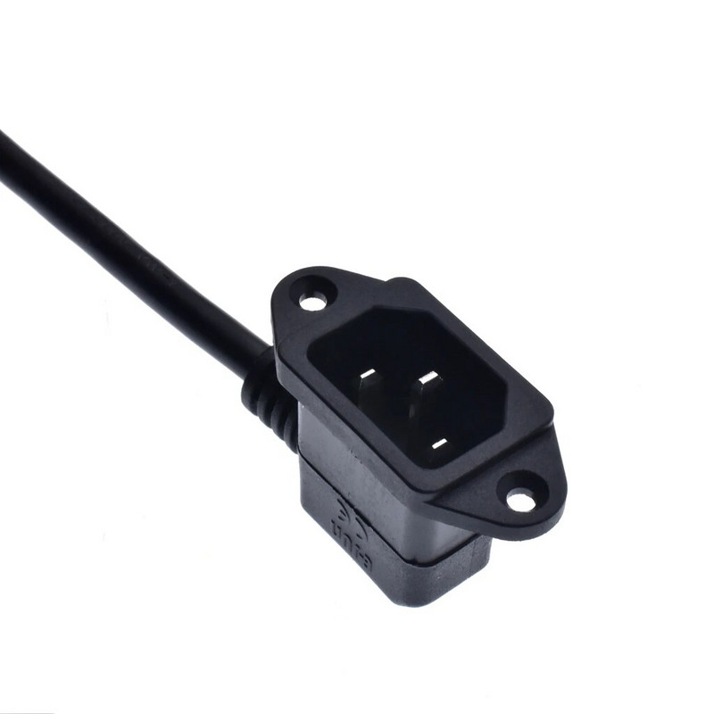 IEC320 C14 do C13 produžni kabel, pravokutni C14 s rupama za vijke i C13 desni/lijevi kutni kratki, 60 cm duljine, SVT 18AWG