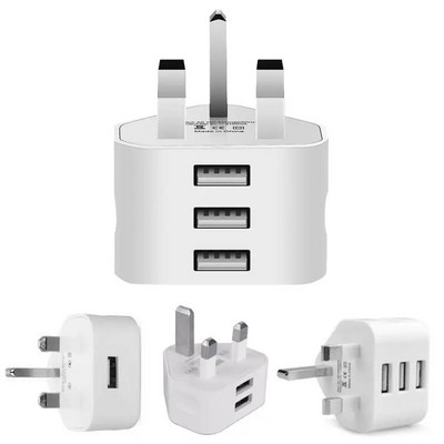 1 бр. UK Plug Стена 3-щифтов щепсел Адаптер Зарядно устройство с 1/2/3 USB порта Зареждане за пътуване Стена за захранване AC Мулти адаптер за захранване Аксесоари