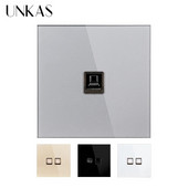 UNKAS RJ45 számítógép szürke luxus kristály edzett üveg CAT5E hálózati modul aljzat szürke kimeneti kábel interfész