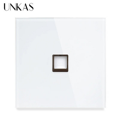 UNKAS RJ45 számítógép szürke luxus kristály edzett üveg CAT5E hálózati modul aljzat szürke kimeneti kábel interfész