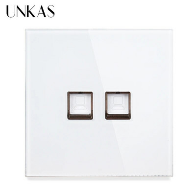 UNKAS RJ45 számítógép szürke luxus kristály edzett üveg CAT5E hálózati modul aljzat szürke kimeneti kábel interfész