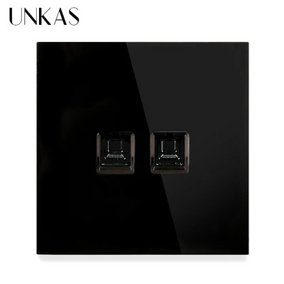 UNKAS RJ45 számítógép szürke luxus kristály edzett üveg CAT5E hálózati modul aljzat szürke kimeneti kábel interfész
