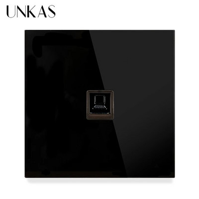 UNKAS RJ45 számítógép szürke luxus kristály edzett üveg CAT5E hálózati modul aljzat szürke kimeneti kábel interfész
