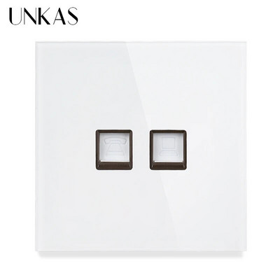 UNKAS RJ45 számítógép szürke luxus kristály edzett üveg CAT5E hálózati modul aljzat szürke kimeneti kábel interfész