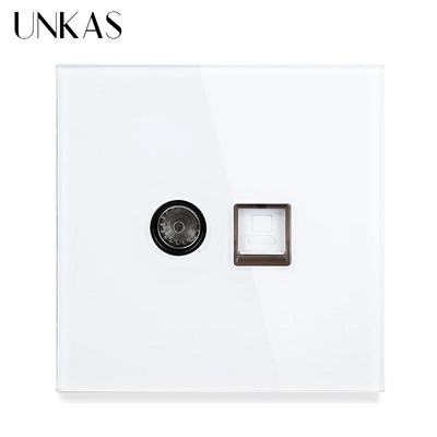 UNKAS RJ45 számítógép szürke luxus kristály edzett üveg CAT5E hálózati modul aljzat szürke kimeneti kábel interfész