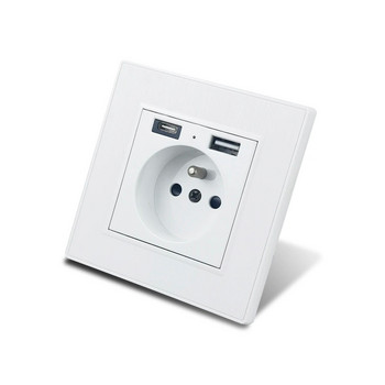 Wallpad S6 White Brushed Plastic 2100mA Τύπος EU Wall Electric Socket A & Type C USB Charger Fast Charge Hot Έκπτωση