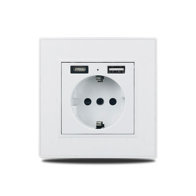 Wallpad S6 baltas šlifuotas plastikas 2100mA tipo EU sieninis elektros lizdas A ir C tipo USB įkroviklis Greitas įkrovimas Karštas išpardavimas