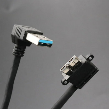 YuXi USB към micro B кабел USB 3.0 A 90 градуса мъжки към Micro B мъжки кабел за преобразуване на данни за зареждане за твърд диск, таблет, компютър