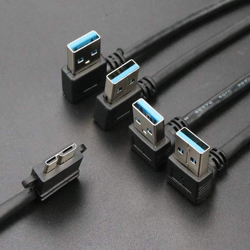 YuXi USB na mikro B kabel USB 3.0 A 90 stupnjeva muški na mikro B muški kabel za pretvorbu podataka za tvrdi disk, tablet, računalo