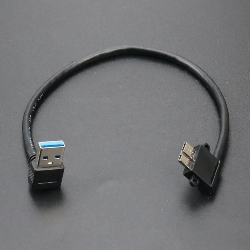 YuXi USB na mikro B kabel USB 3.0 A 90 stupnjeva muški na mikro B muški kabel za pretvorbu podataka za tvrdi disk, tablet, računalo