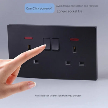 Черен стенен бутон за захранване, международен универсален бутон за осветление, превключвател за хотел Villa, USB захранващ контакт 220V 86mm*86mm