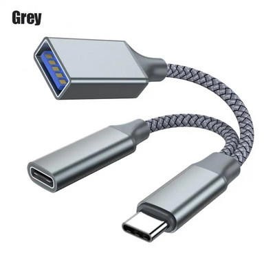 USB C OTG kabel, telefonski adapter 2 u 1 tipa C na USB A adapter s PD priključkom za punjenje za telefon, prijenosno računalo, tablet