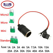 【1 KOM】 Punjač za upaljač velike snage Utičnica za upaljač za cigarete Priključak za snimanje Motociklistički vodootporni kabel Osigurač 12-24 V