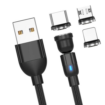 3A LED магнитен USB кабел Бързо зареждане C-кабел Магнитно зарядно устройство Зареждане на данни Микро кабел за мобилен телефон USB кабел