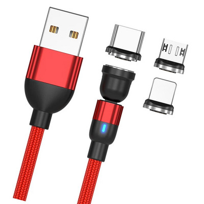 3A LED магнитен USB кабел Бързо зареждане C-кабел Магнитно зарядно устройство Зареждане на данни Микро кабел за мобилен телефон USB кабел