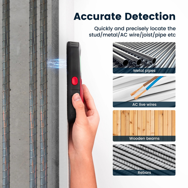 Zidni skener 4 u 1 Stud Finder s trobojnim pozadinskim osvjetljenjem i audio alarmom, Stud Sensor Beam Finder za drvo, AC žice, metal, itd.
