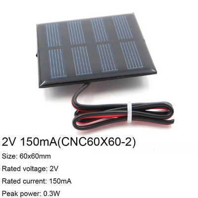 1PC 1V 1.5V 2V 3V 3.5V Panou solar cu sârmă de 30CM Mini sistem solar DIY pentru încărcător de telefon mobil baterie 300mA 500mA 0.3W 0.65W