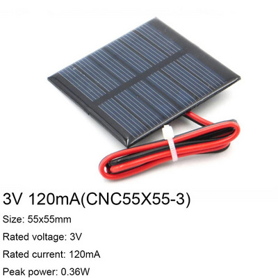 1PC 1V 1.5V 2V 3V 3.5V Panou solar cu sârmă de 30CM Mini sistem solar DIY pentru încărcător de telefon mobil baterie 300mA 500mA 0.3W 0.65W