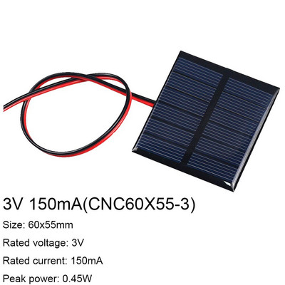 1PC 1V 1.5V 2V 3V 3.5V Panou solar cu sârmă de 30CM Mini sistem solar DIY pentru încărcător de telefon mobil baterie 300mA 500mA 0.3W 0.65W
