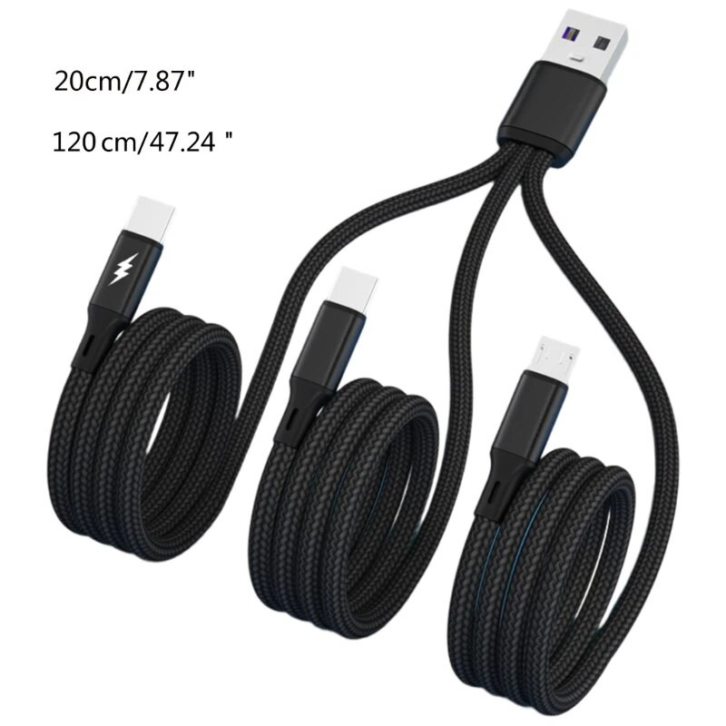 Upleteni univerzalni 3 u 1 višestruki USB kabel, kabel za punjenje s Type-C mikro USB priključkom