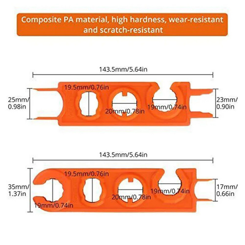 Saulės kolektoriaus veržliarakčių rinkinys ABS daugiafunkcis veržliaraktis 143 * 35 mm / 88,77 mm * 88,95 mm / 87,3 mm ilgio PV jungties veržliarakčiai rankenos įrankis