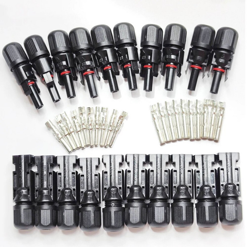 10 porų/partija PV kabelių jungtys Saulės kolektorius TUV 30A 1000V IP67 Saulės DC jungtys saulės kolektoriui Kištuko kabelis 2,5mm2 4mm2 6mm2