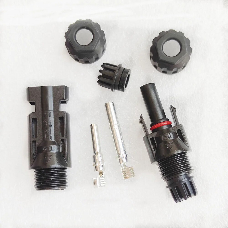 10 porų/partija PV kabelių jungtys Saulės kolektorius TUV 30A 1000V IP67 Saulės DC jungtys saulės kolektoriui Kištuko kabelis 2,5mm2 4mm2 6mm2