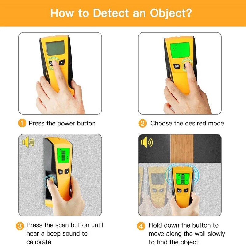 SH402 metalo detektorius apšviestas medinių smeigių ieškiklis kabelių gylio stebėjimo prietaiso srovės aptikimas 5 viename požeminis Sturs sienų skaitytuvas