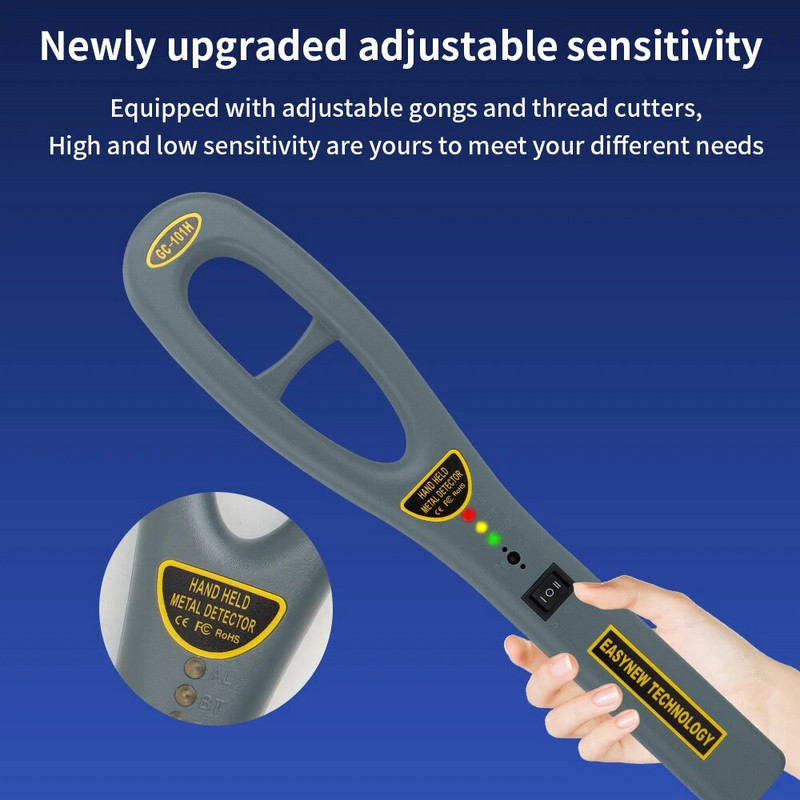 Rankiniai nešiojamieji metalo detektoriai, skirti oro uosto mokyklų saugumo patikrinimui, didelio jautrumo metalo skaitytuvui