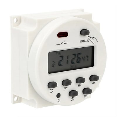 DIYWORK idővezérlő kapcsoló napi heti programozható időzítő automatikus be-/kikapcsoló relé AC 220-250V digitális LCD elektronikus