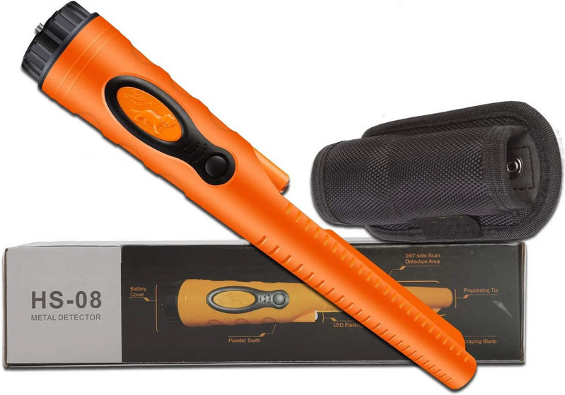 IP68 vandeniui atsparus rankinis metalo detektorius HS-08 garso, vibracijos, garso ir vibracijos trijų režimų karštas išpardavimas oranžinis
