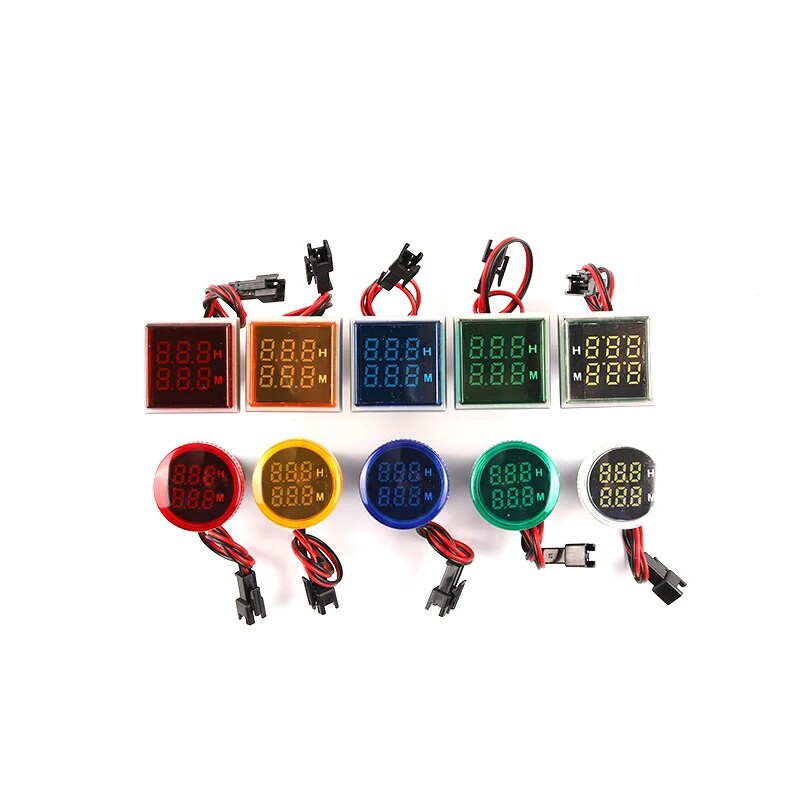 22MM LED okrugli kvadratni digitalni mjerač vremena 0-60 minuta/0-999 sati AC 220V-380V Mini signalno svjetlo mjerač sati Montaža na ploču