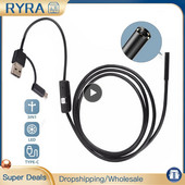 Endoscop 5.5mm 7mm 3in1 USB/Micro USB/Type-C Endoscop reglabil Cameră flexibilă de inspecție rezistentă la apă pentru smartphone Android